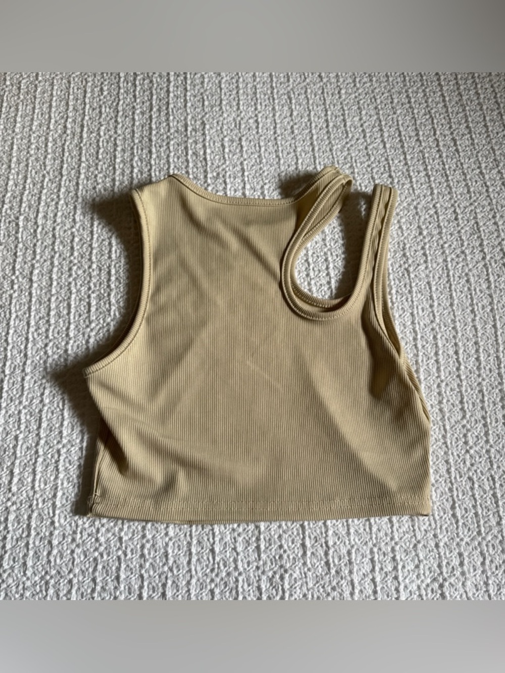 SHEIN Ribbed Asymmetric Crop Tank - Beige